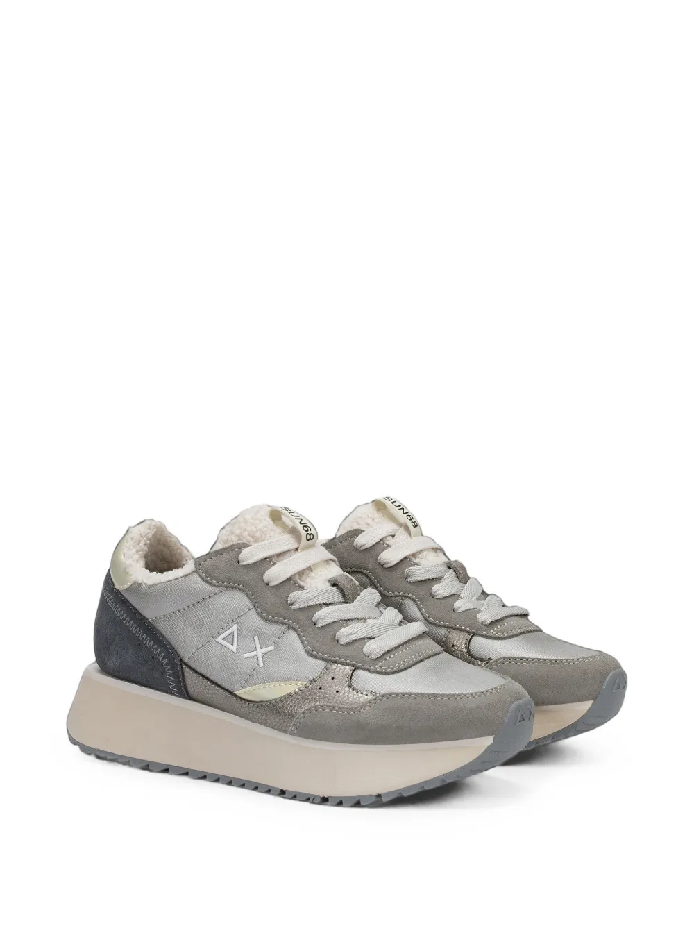 Sun68 Big Ally Teddy platform panelled sneakers Grijs