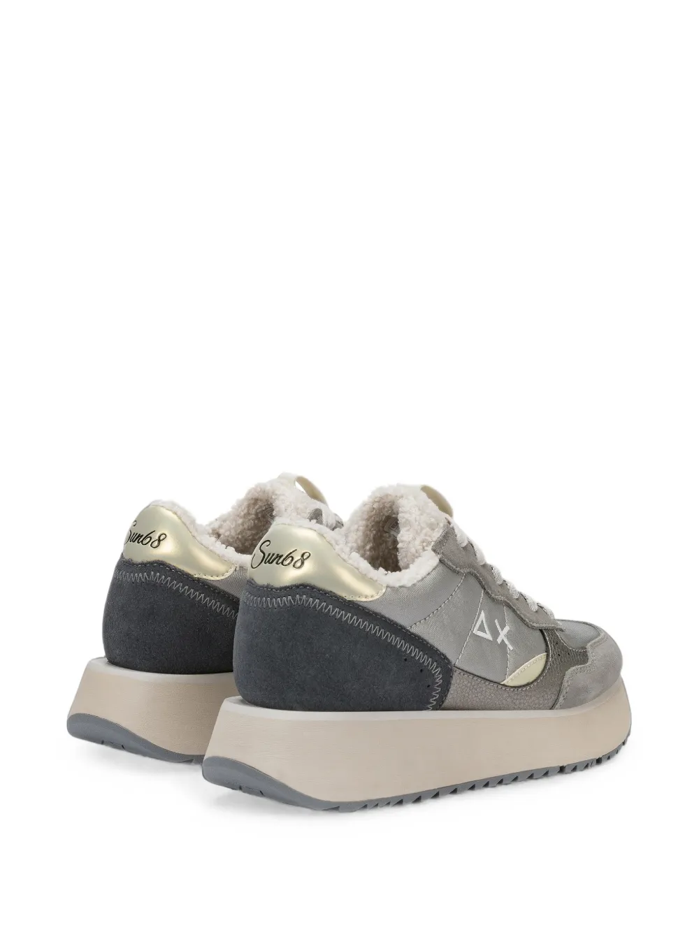 Sun68 Big Ally Teddy platform panelled sneakers Grijs
