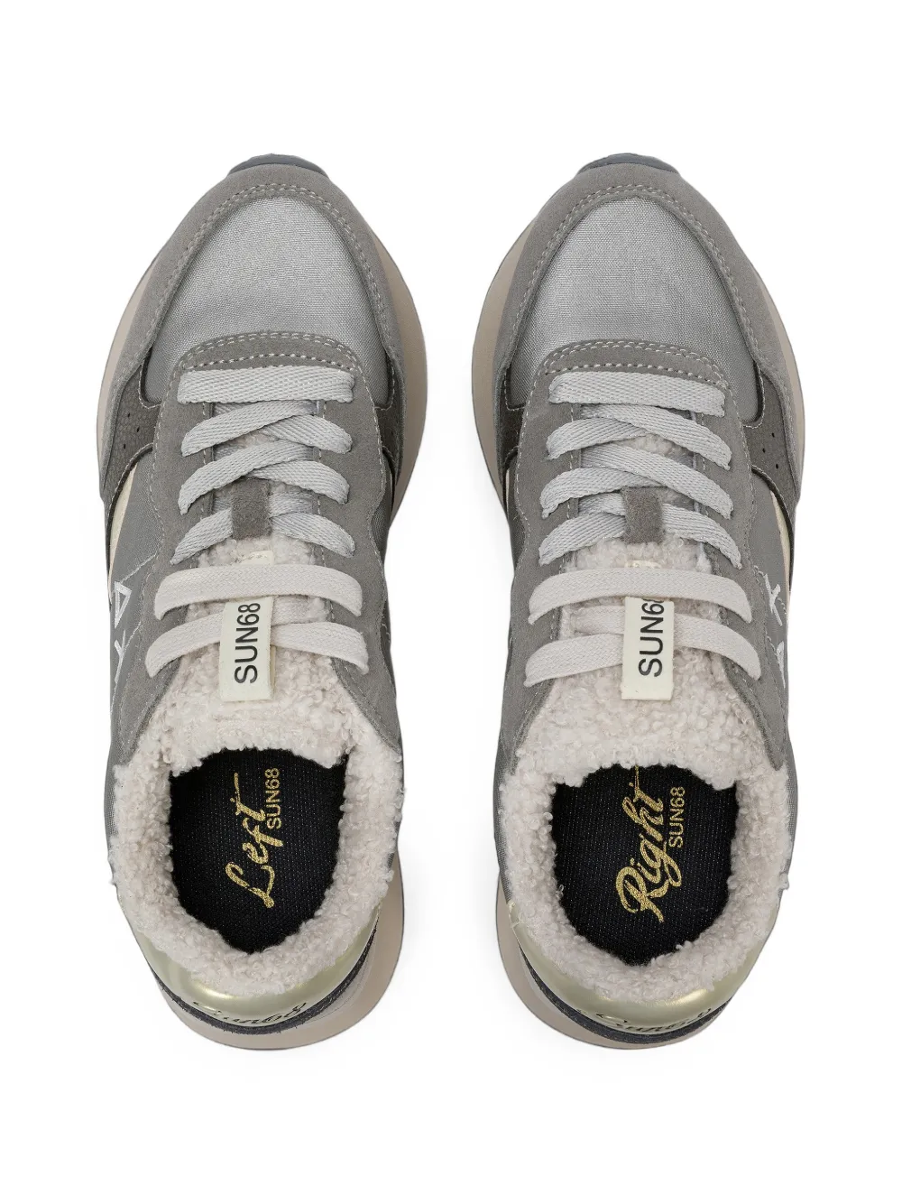 Sun68 Big Ally Teddy platform panelled sneakers Grijs