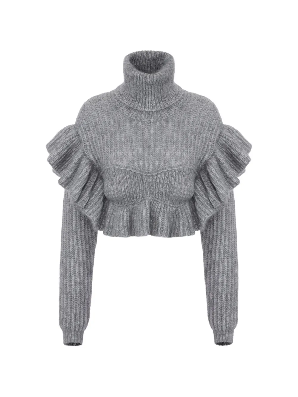 Elisabetta Franchi knit pullover with ruffles - Grey