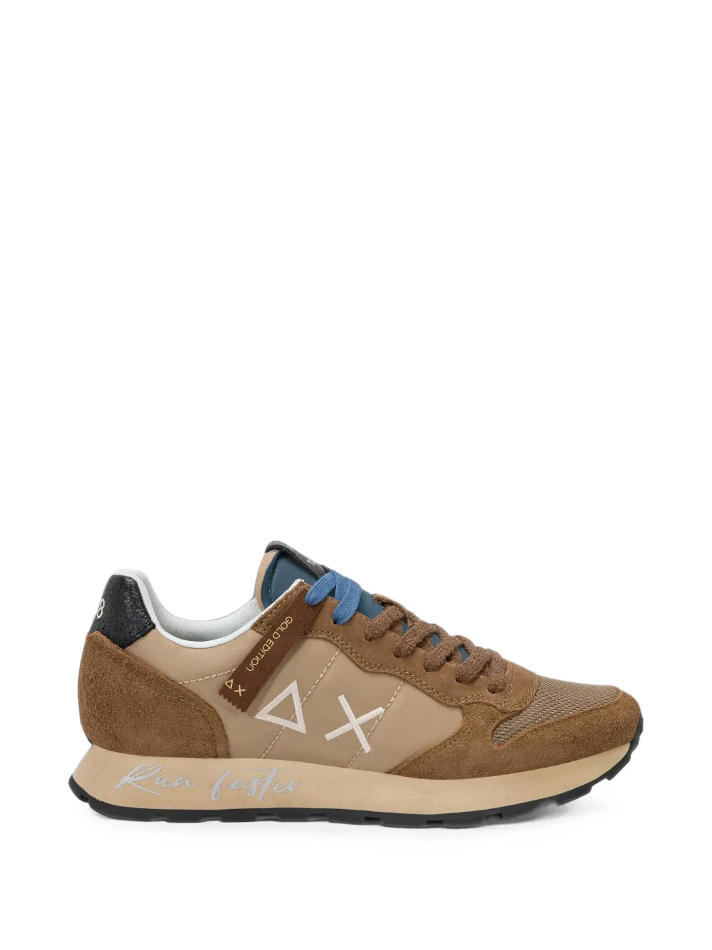 Sun68 logo-embroidered panelled sneakers - Marrone