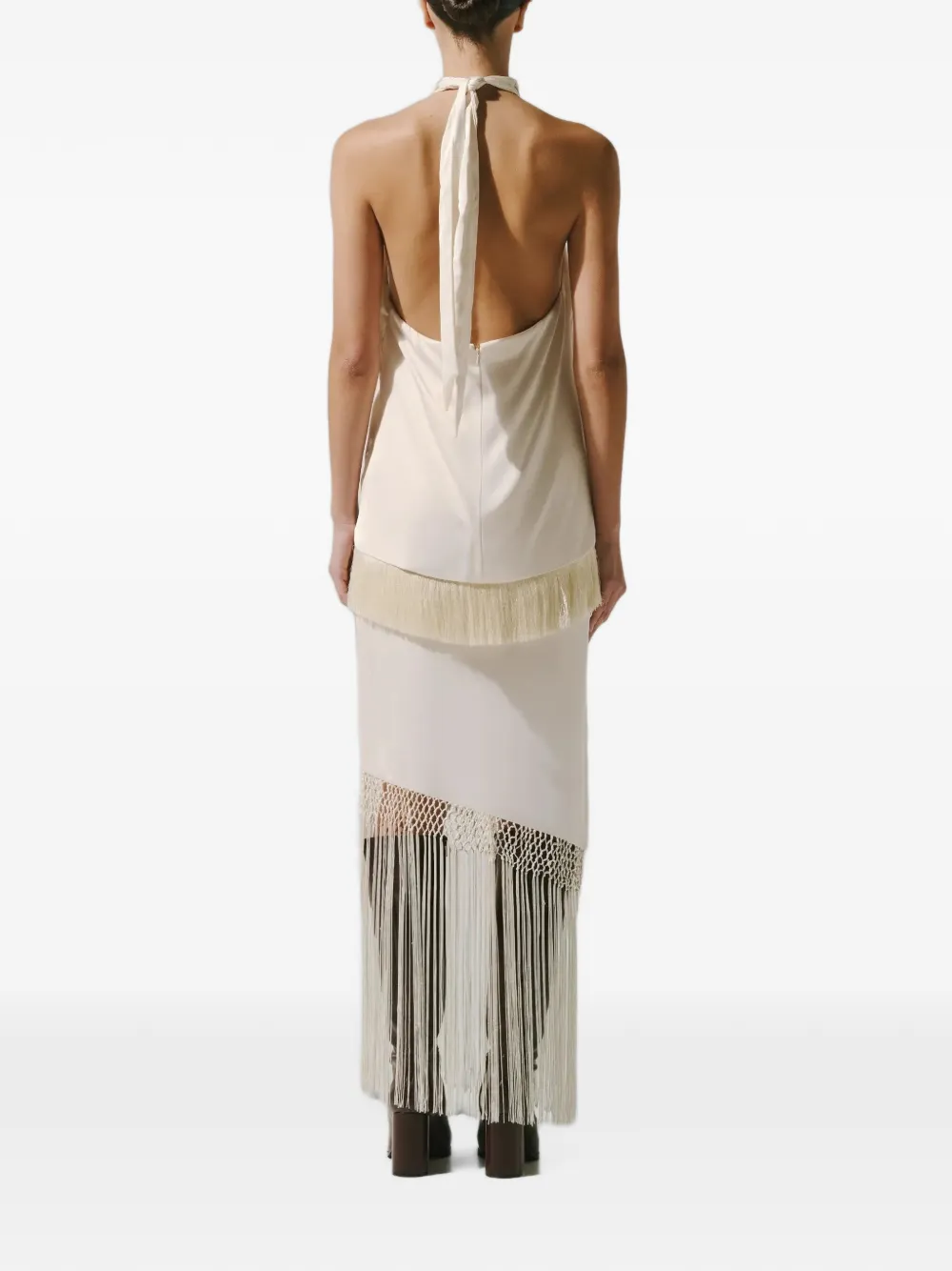 Baobab Austin haltertop met franje Beige