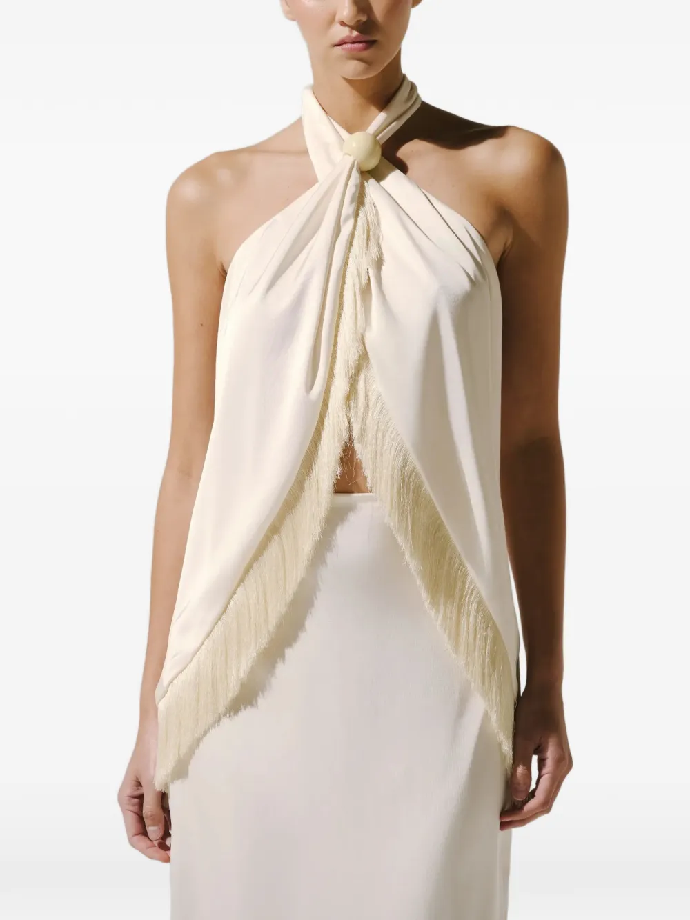 Baobab Austin fringe-detail halterneck top