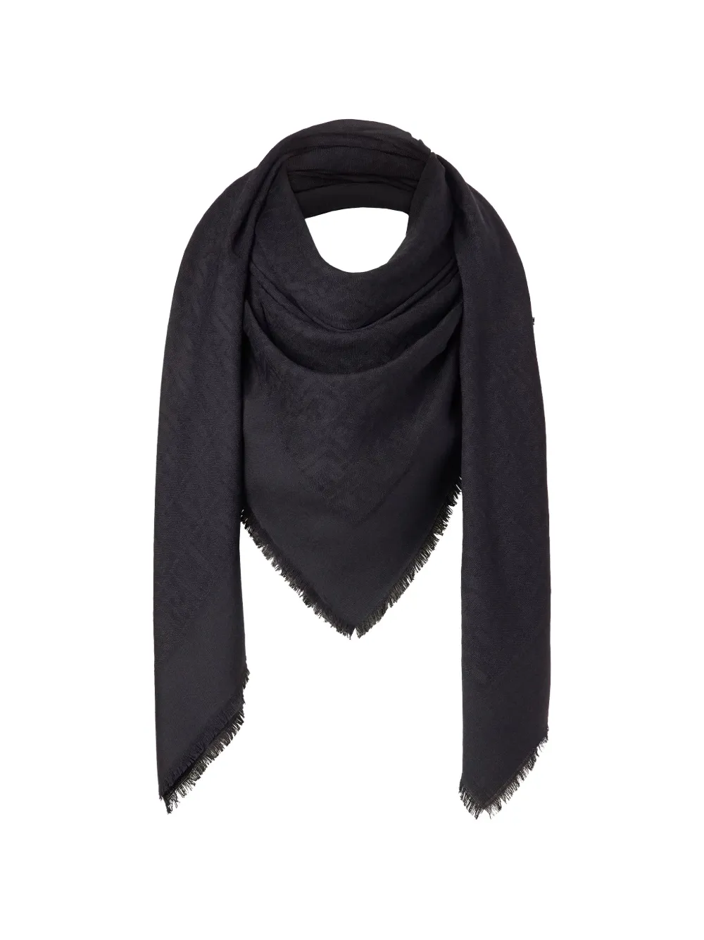 FENDI FF-logo frayed shawl - Nero