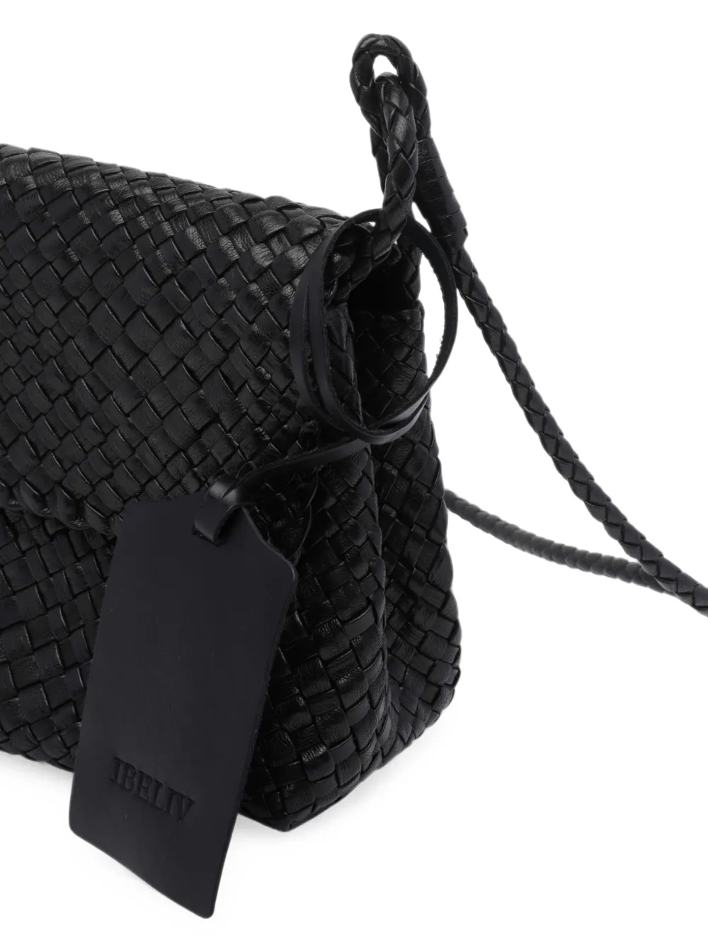 IBELIV Paris geweven leren crossbodytas Zwart