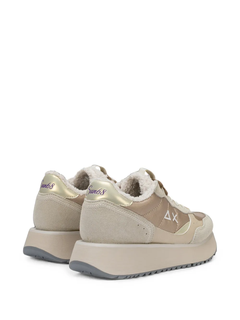 Sun68 logo-embroidered panelled sneakers Beige