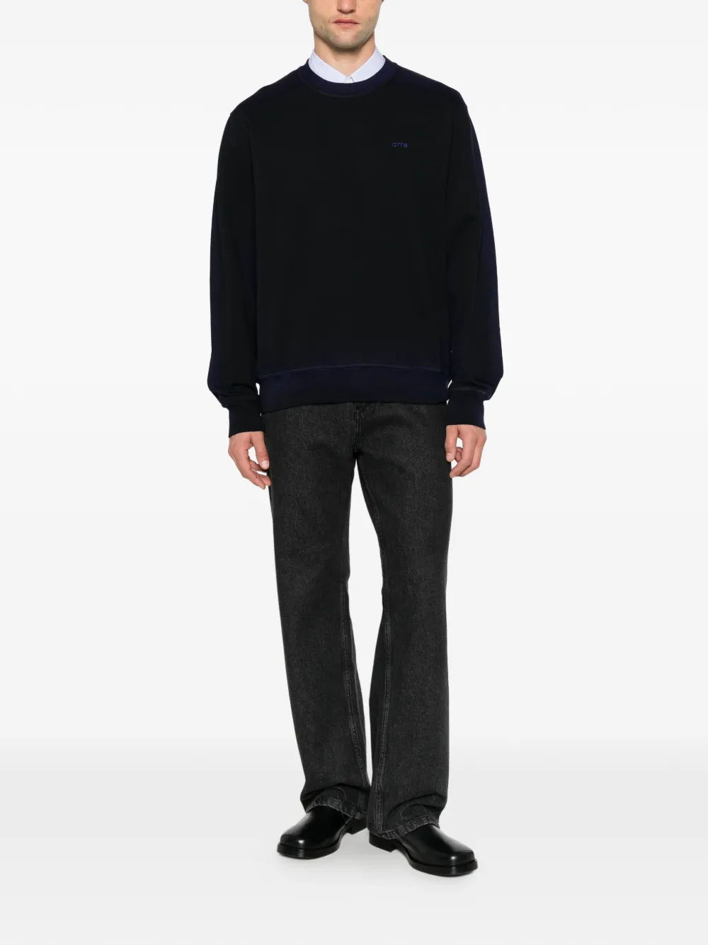 Arte Antwerp Sweater met geborduurd logo Blauw