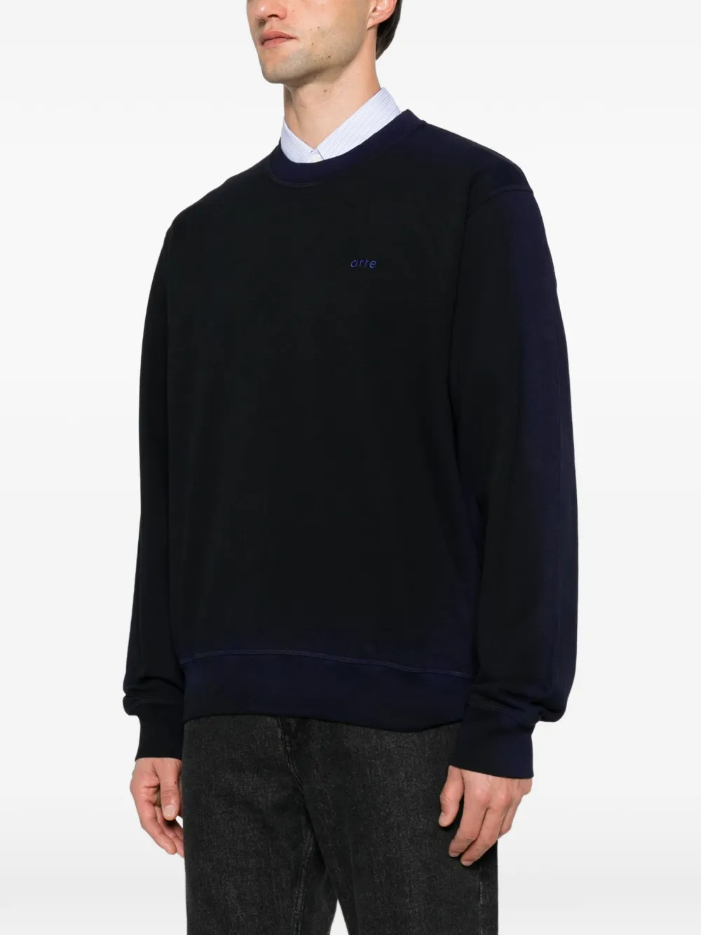 Arte Antwerp Sweater met geborduurd logo Blauw