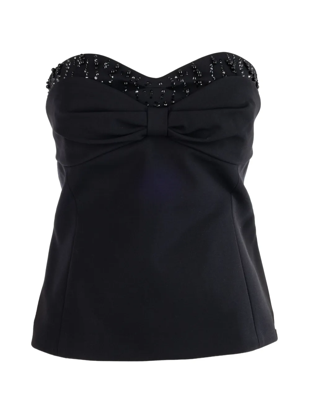 Genny haut à ornements de perles et détail de nœuds - Noir Genny haut à ornements de perles et détail de nœuds - Noir