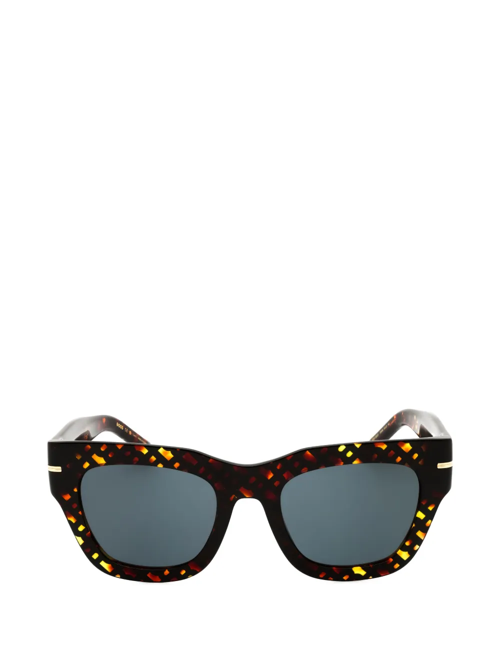 BOSS tortoiseshell-effect rectangle-frame sunglasses - Marrone