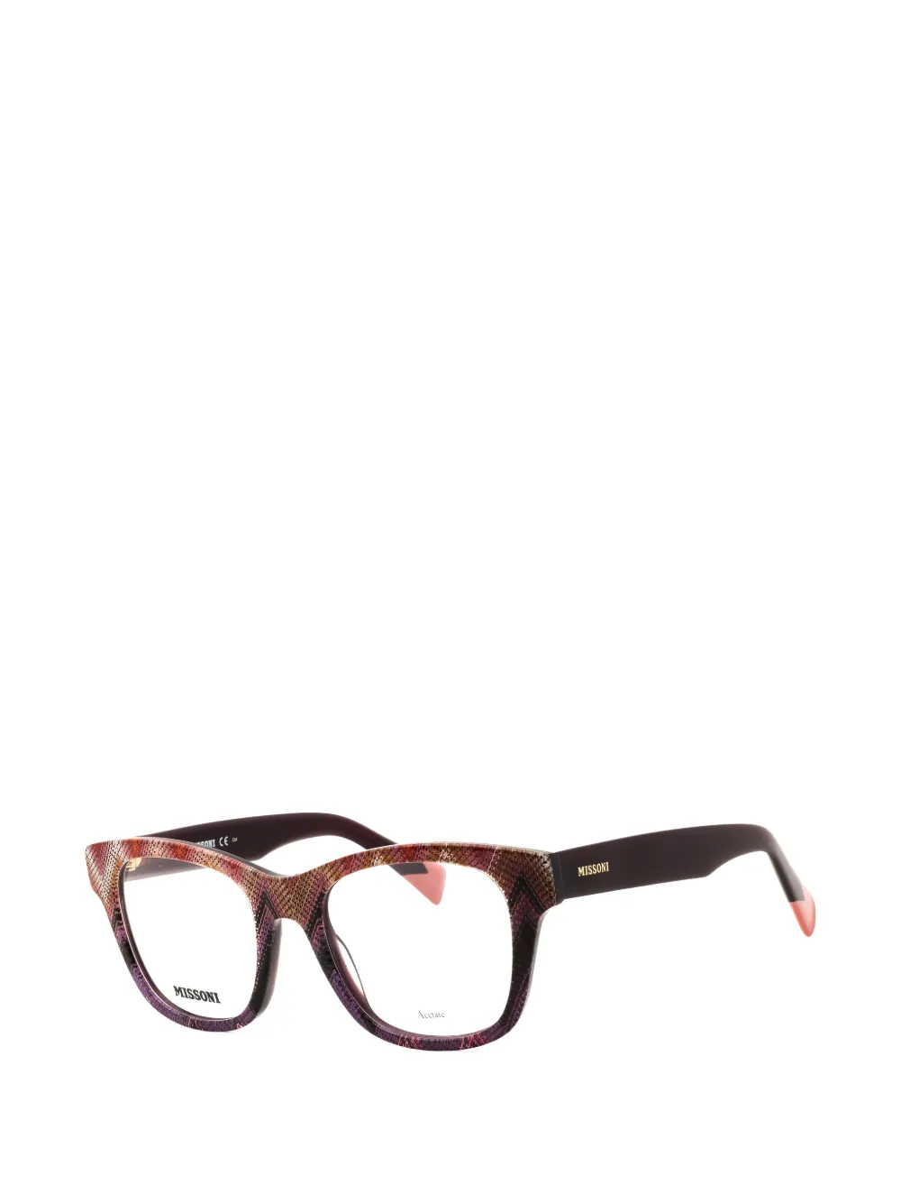 MISSONI EYEWEAR zigzag-print rectangle-frame glasses Rood