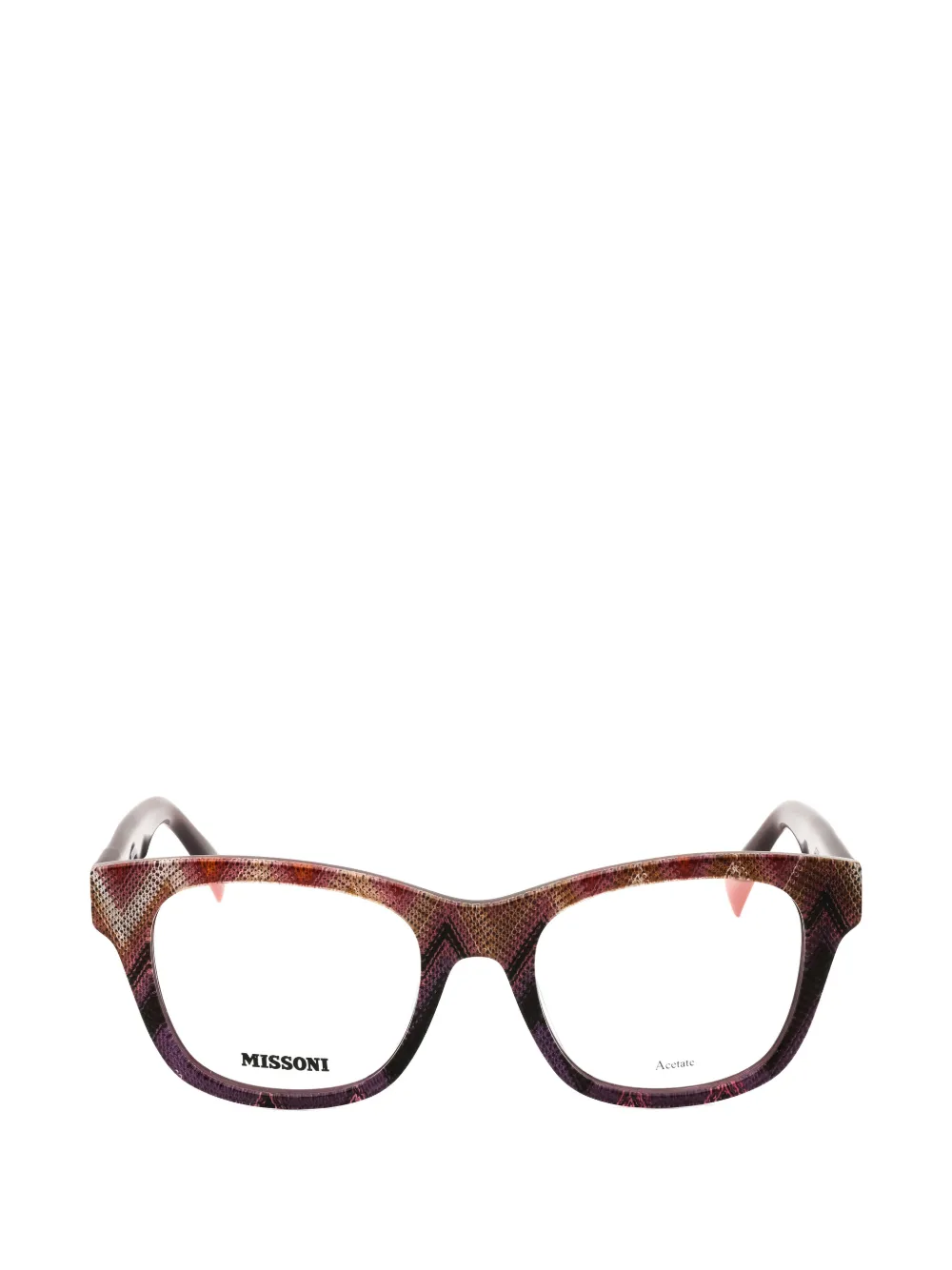 MISSONI EYEWEAR zigzag-print rectangle-frame glasses Rood