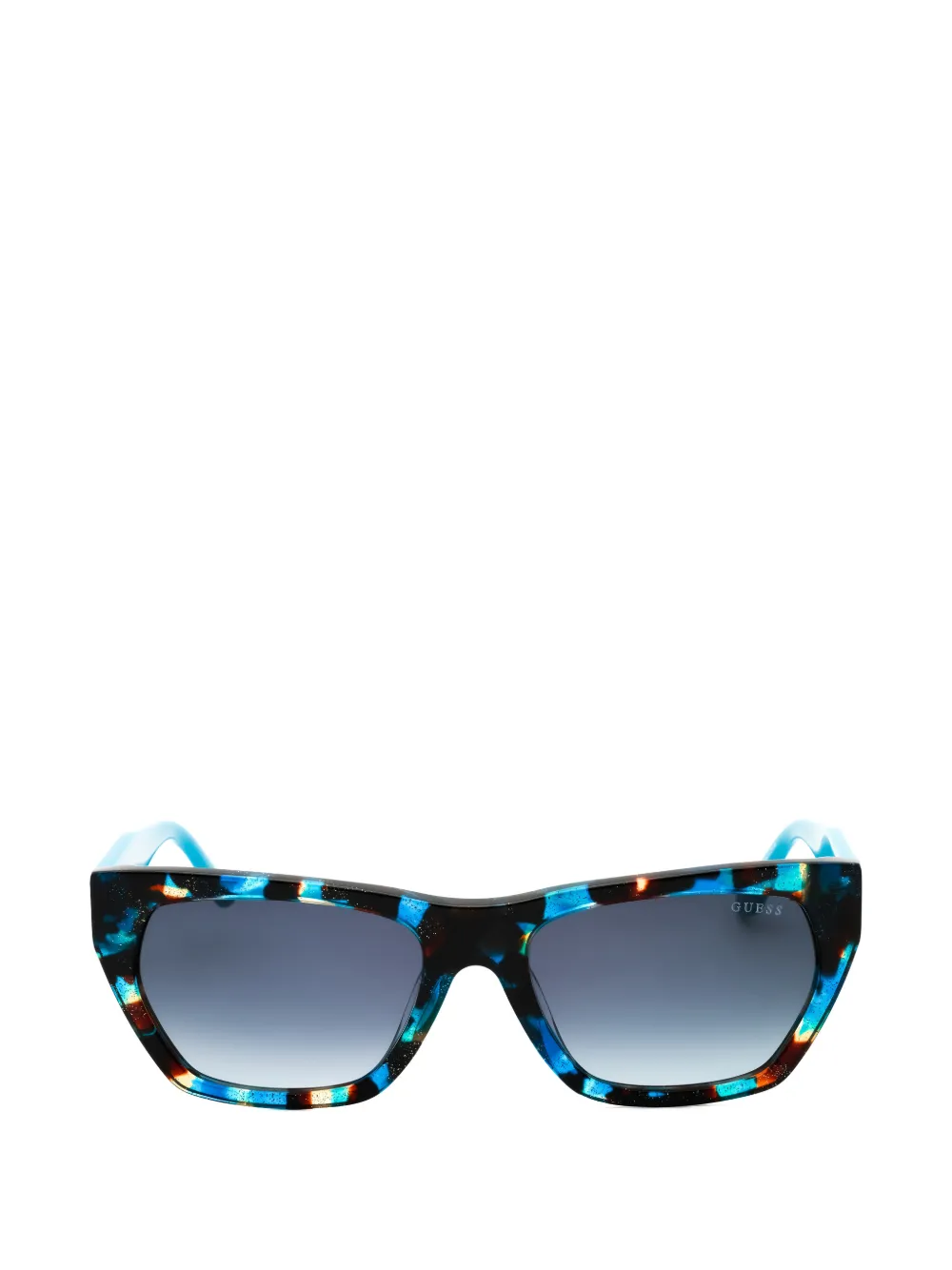GUESS EYEWEAR tortoiseshell-effect rectangle-frame sunglasses - Blu