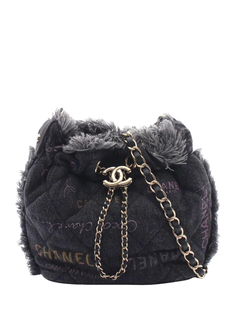 CHANEL Pre-Owned 2021-2026 Small Denim Mood with Chain bucket bag - Grigio