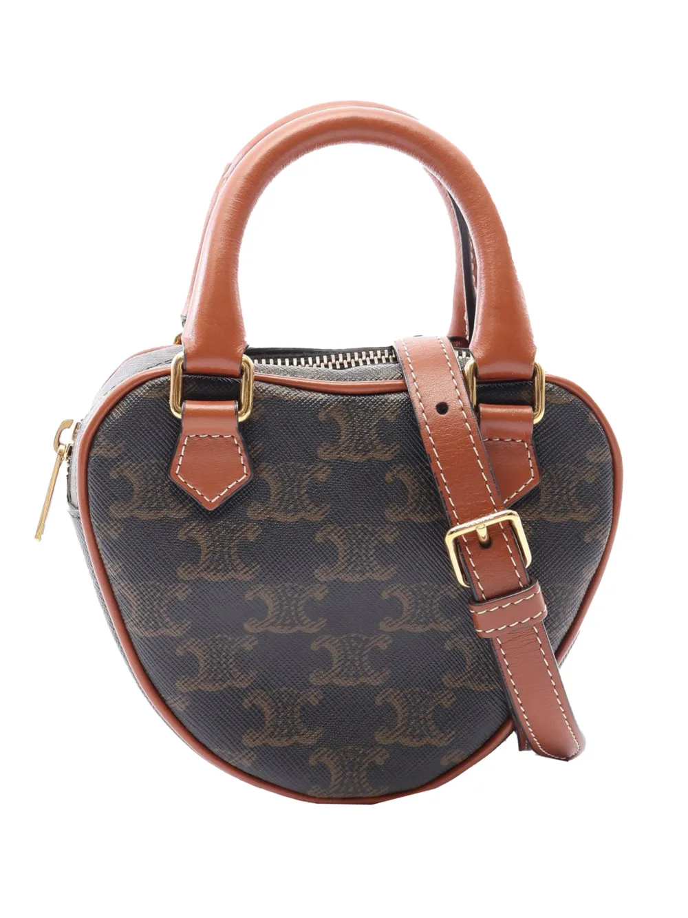 Celine Pre-Owned 2000-2026 mittelgroße Triomphe Heart Satchel-Tasche aus beschichtetem Canvas - Braun