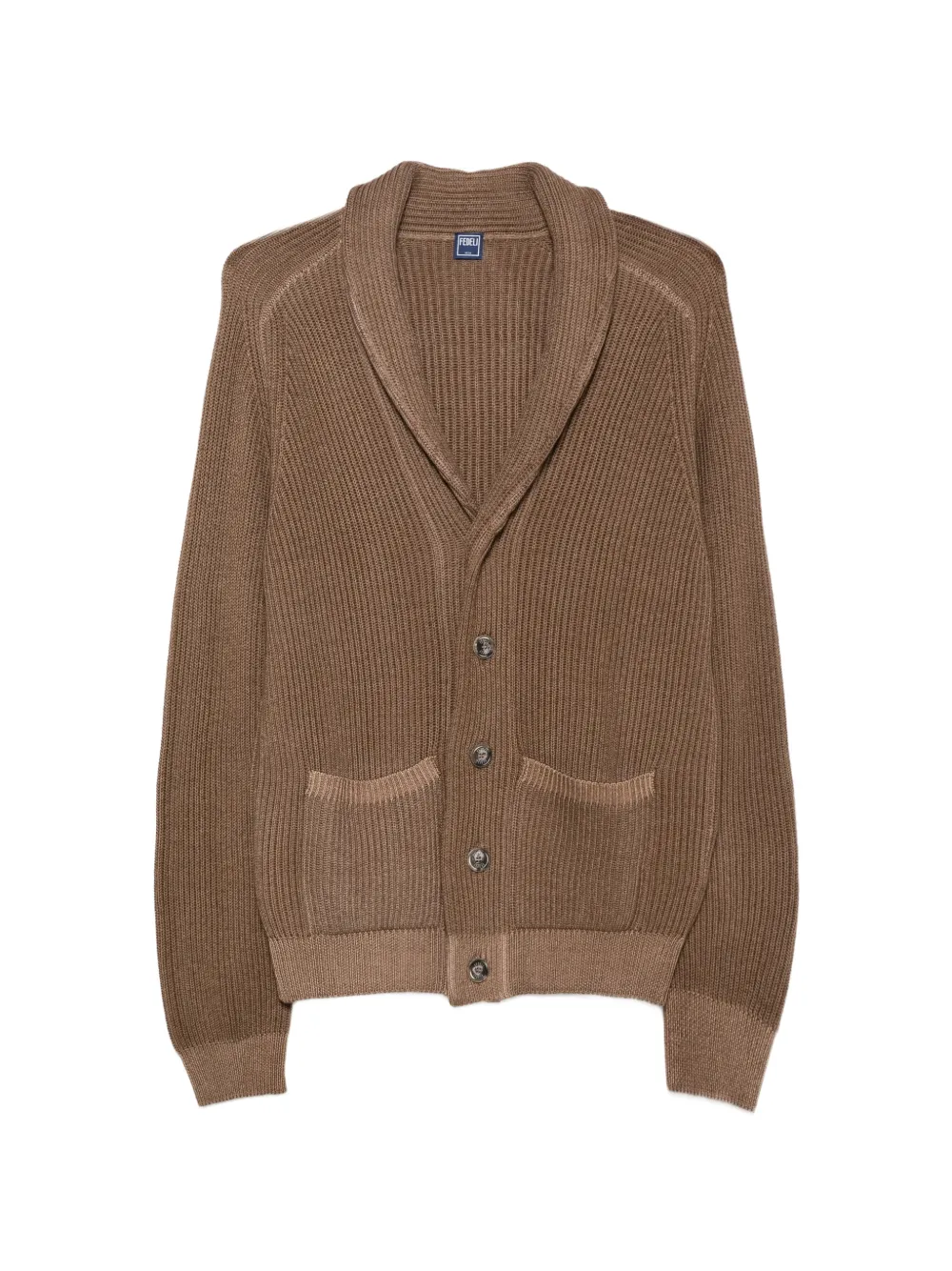 Fedeli ribbed-knit shawl-collar cardigan - Brown