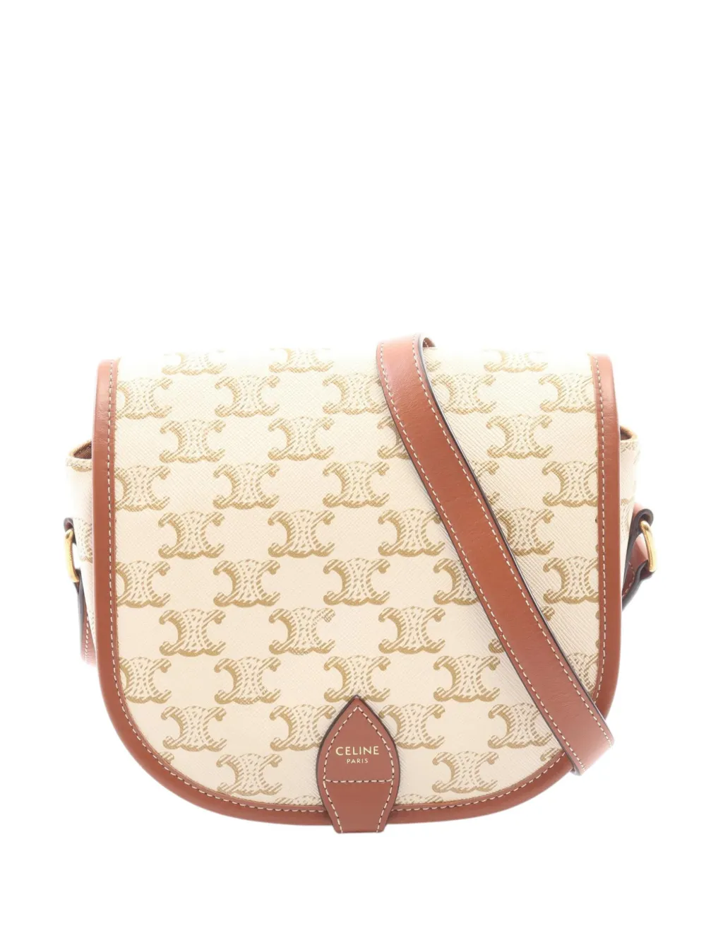 Celine Pre-Owned 2000-2026 Medium Triomphe Coated Canvas Folco crossbody bag - Bianco