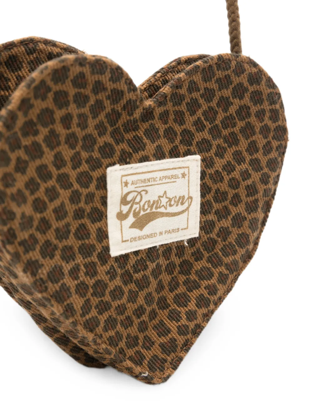 Bonton Hartvormige schoudertas met luipaard-print Bruin