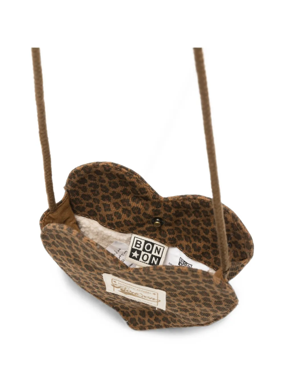 Bonton Hartvormige schoudertas met luipaard-print Bruin