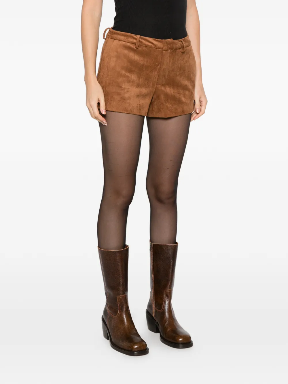 MC2 Saint Barth Elva shorts met suède-effect Bruin
