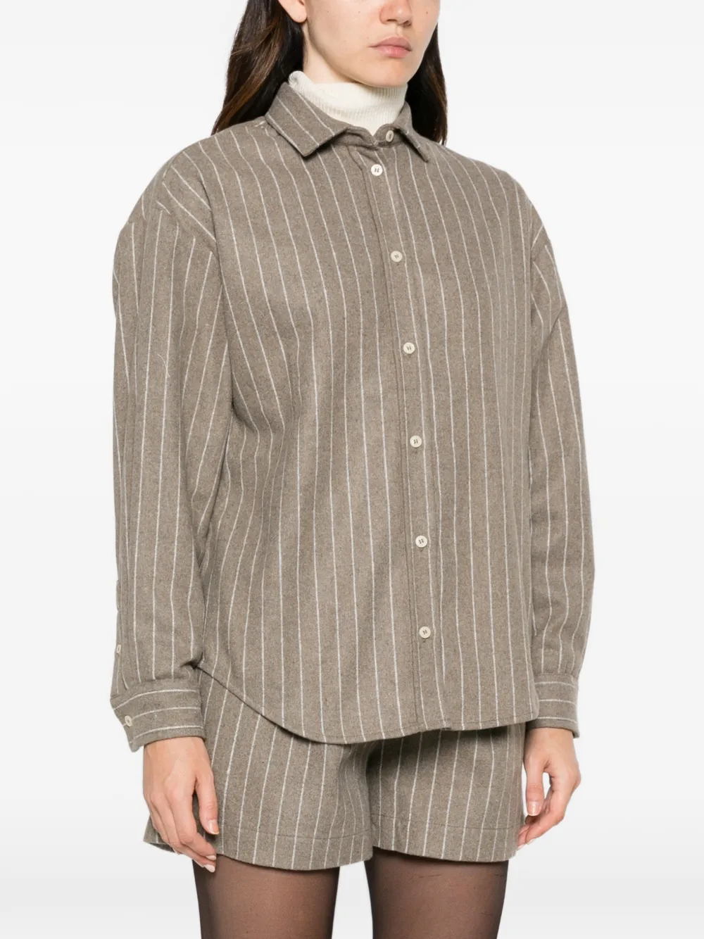 MC2 Saint Barth Blouse met krijtstreep verfraaid met kristallen Beige