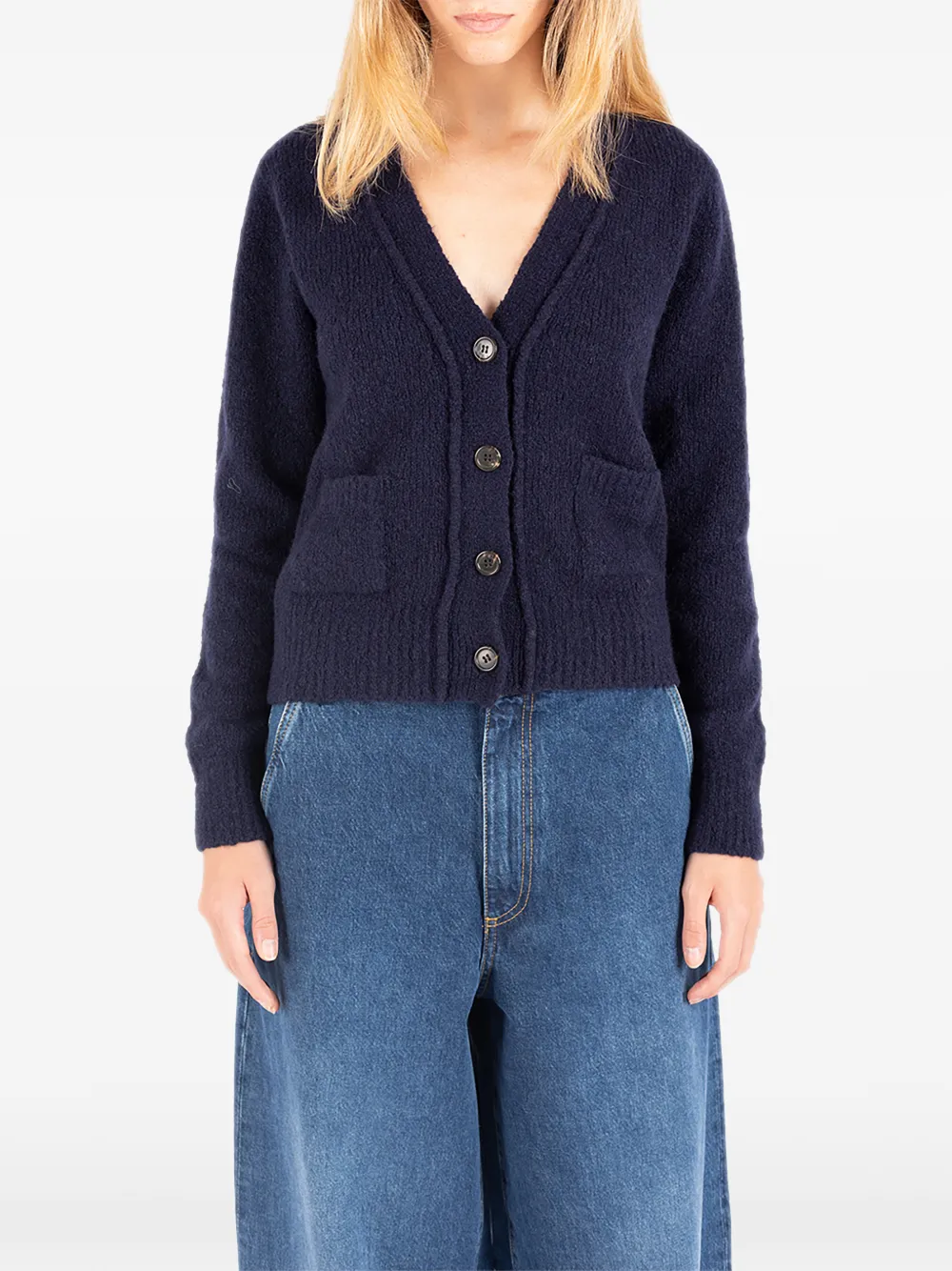 Société Anonyme Claire V-neck patch-pocket cardigan - Bleu Société Anonyme Claire V-neck patch-pocket cardigan - Bleu