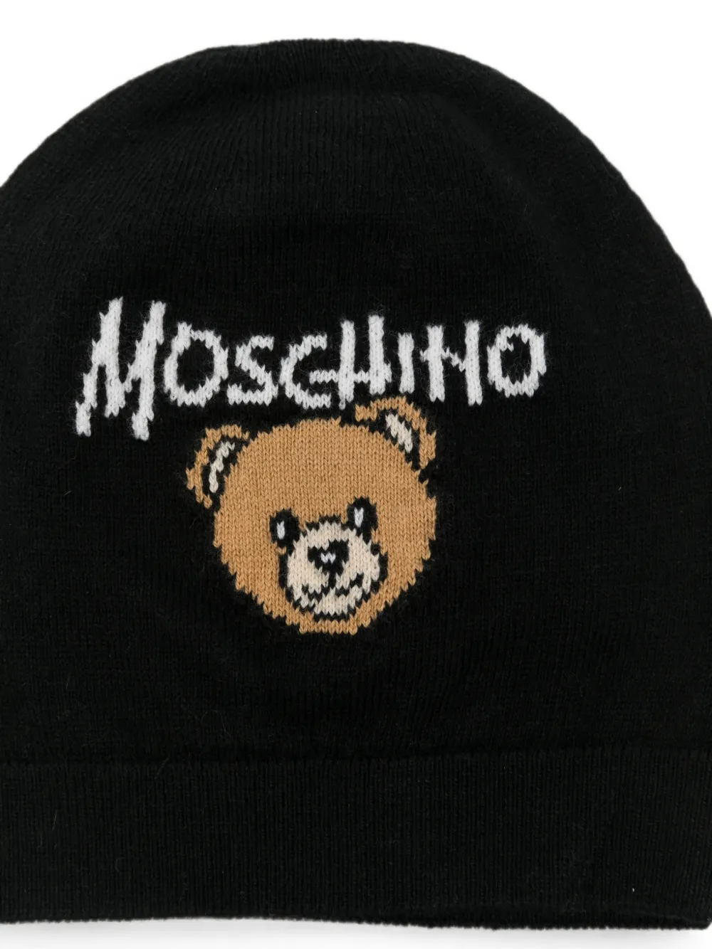 Moschino Kids Teddy Bear logo-intarsia beanie hat Zwart
