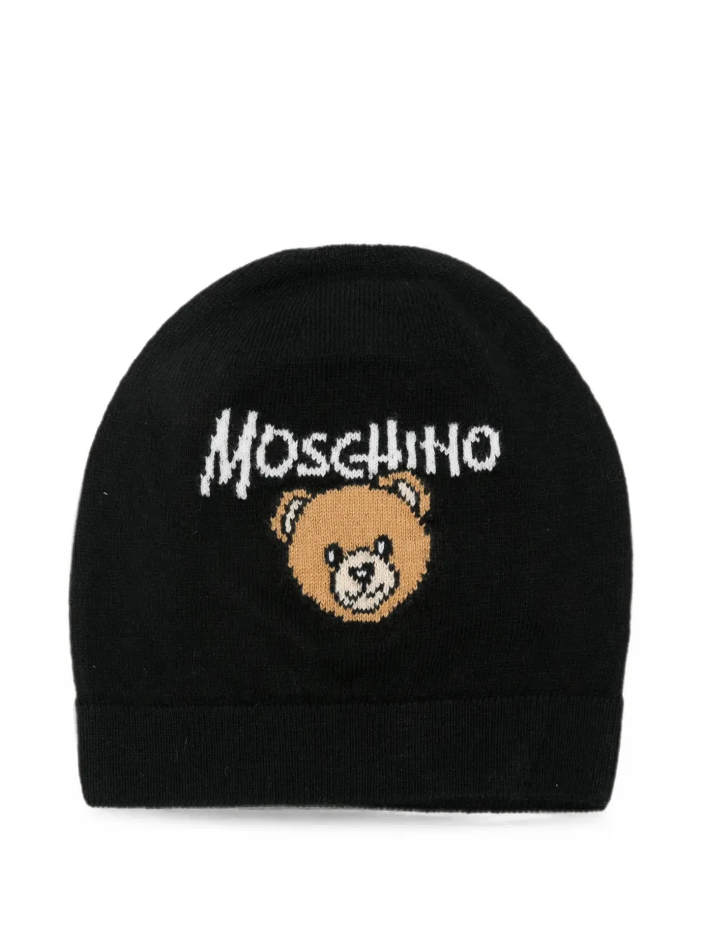 Moschino Kids Teddy Bear logo-intarsia beanie hat Zwart