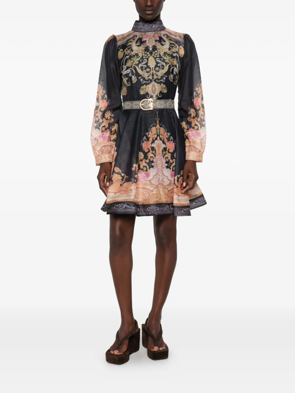 Paper Lace Siria mini-jurk met ceintuur en print Blauw