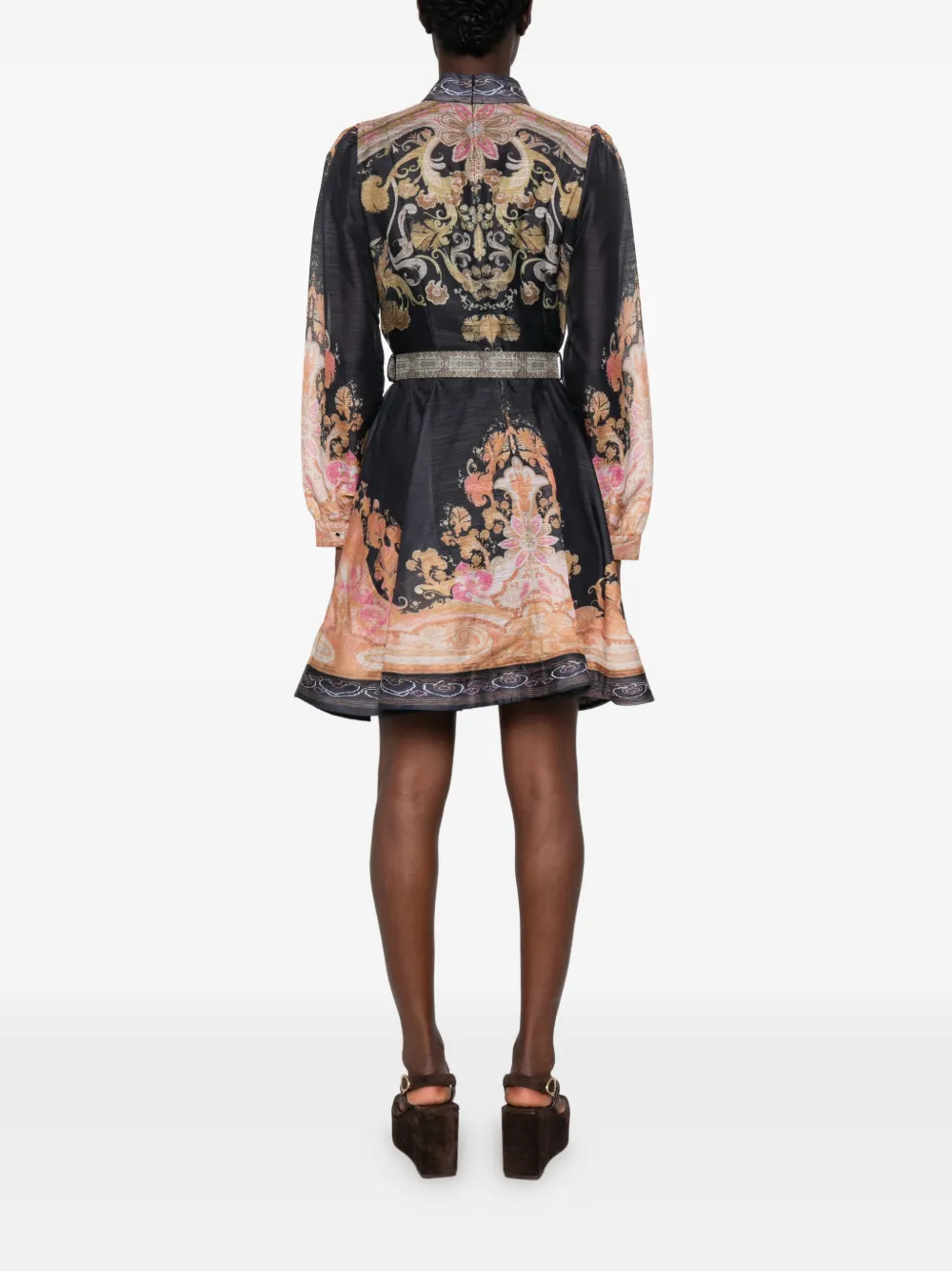 Paper Lace Siria mini-jurk met ceintuur en print Blauw