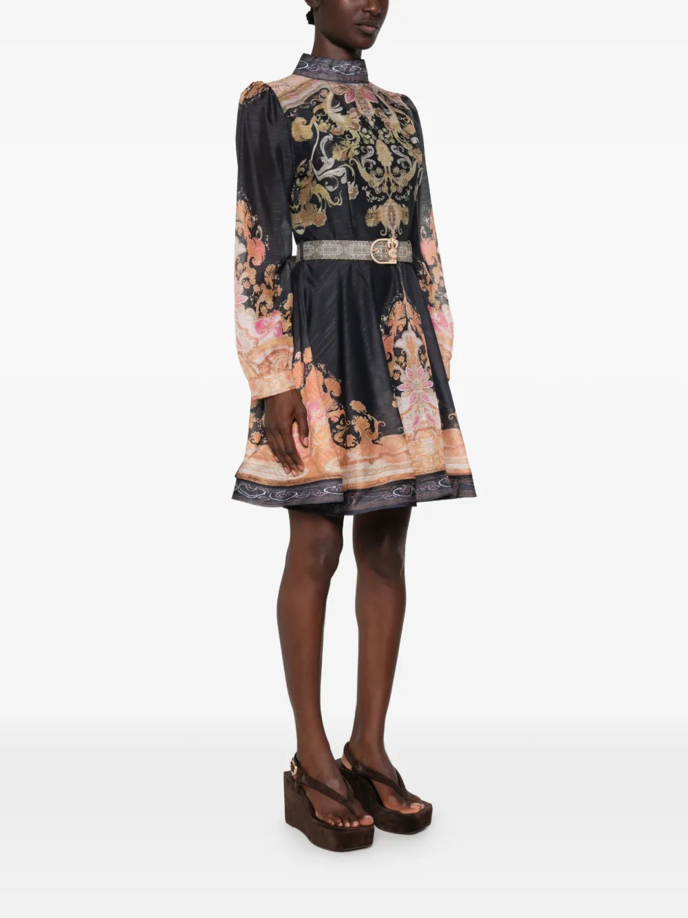Paper Lace Siria mini-jurk met ceintuur en print Blauw