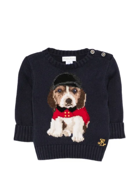 POLO RALPH LAUREN KIDS dog-intarsia button-fastening sweater