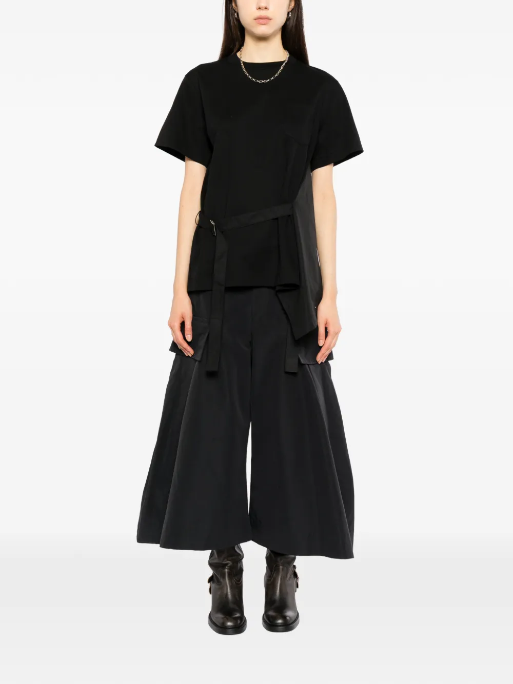 sacai Asymmetrisch T-shirt Zwart