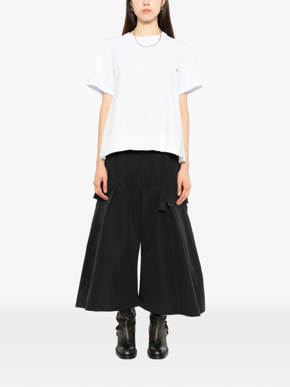 sacai T-shirt met geplooid detail Wit