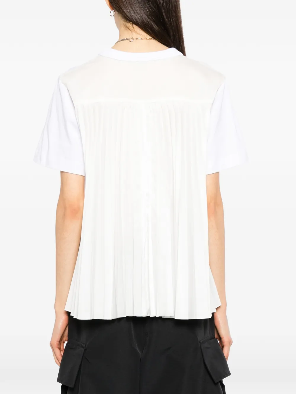 sacai T-shirt met geplooid detail Wit