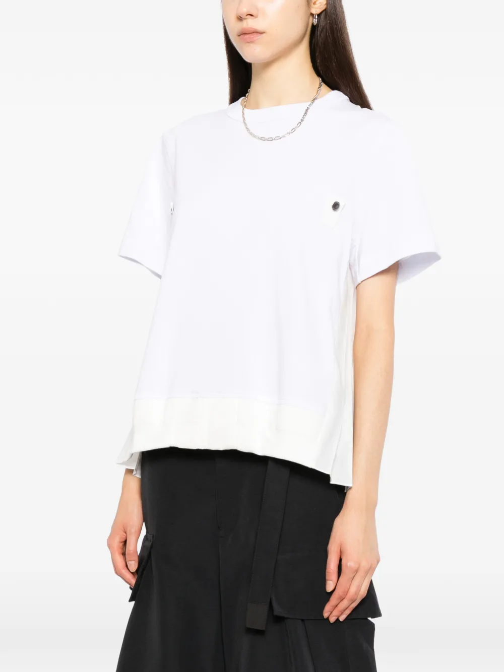 sacai T-shirt met geplooid detail Wit