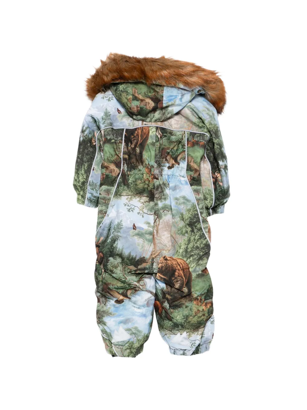 Molo Skipak met dieren-print en afwerking van imitatiebont Groen