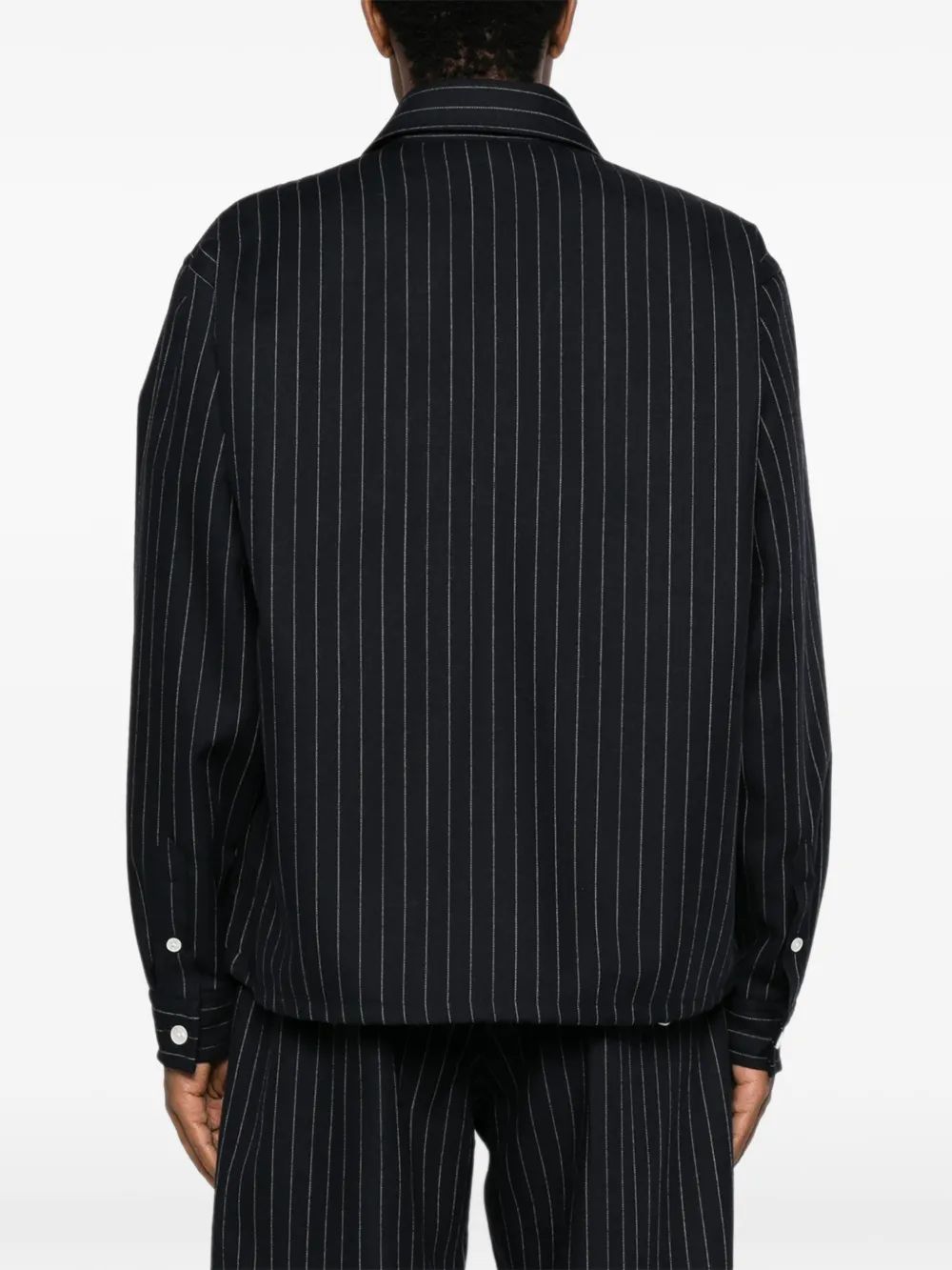 Drôle De Monsieur Overhemd met krijtstreep en patch Blauw