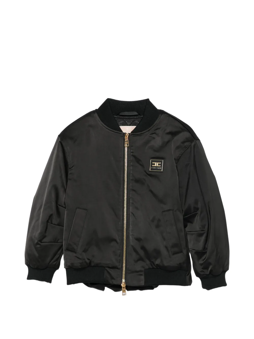 Elisabetta Franchi La Mia Bambina Capospalla logo-patch bomber jacket - Schwarz