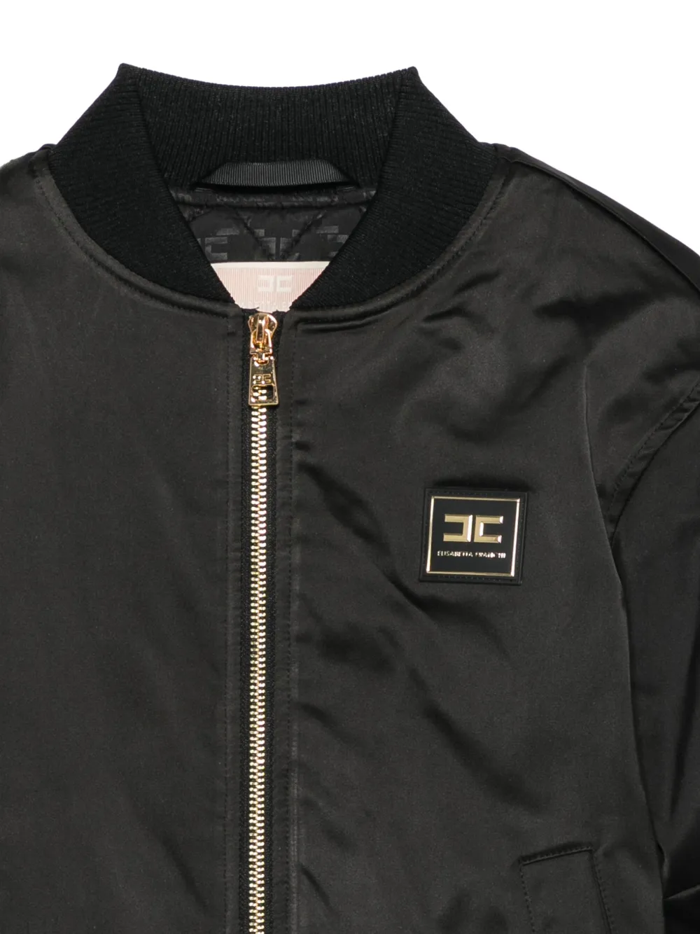Elisabetta Franchi La Mia Bambina Capospalla bomberjack met logo-patch Zwart