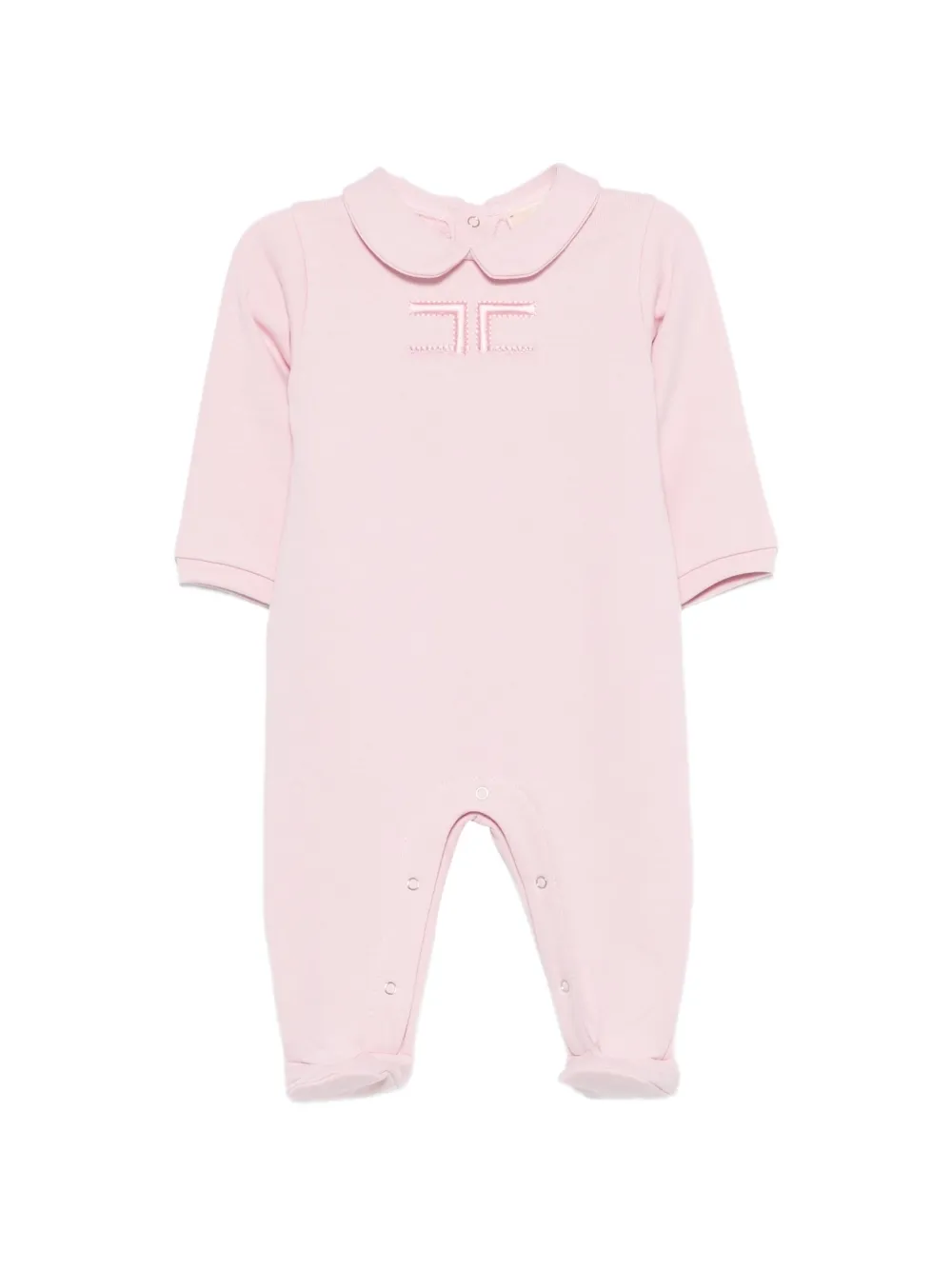 Elisabetta Franchi La Mia Bambina logo-embroidered Peter Pan collar sleepsuit Roze