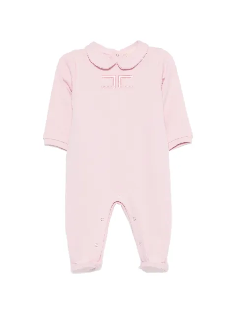 Elisabetta Franchi La Mia Bambina logo-embroidered Peter Pan collar sleepsuit