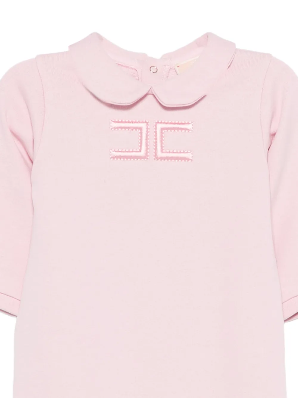 Elisabetta Franchi La Mia Bambina logo-embroidered Peter Pan collar sleepsuit Roze