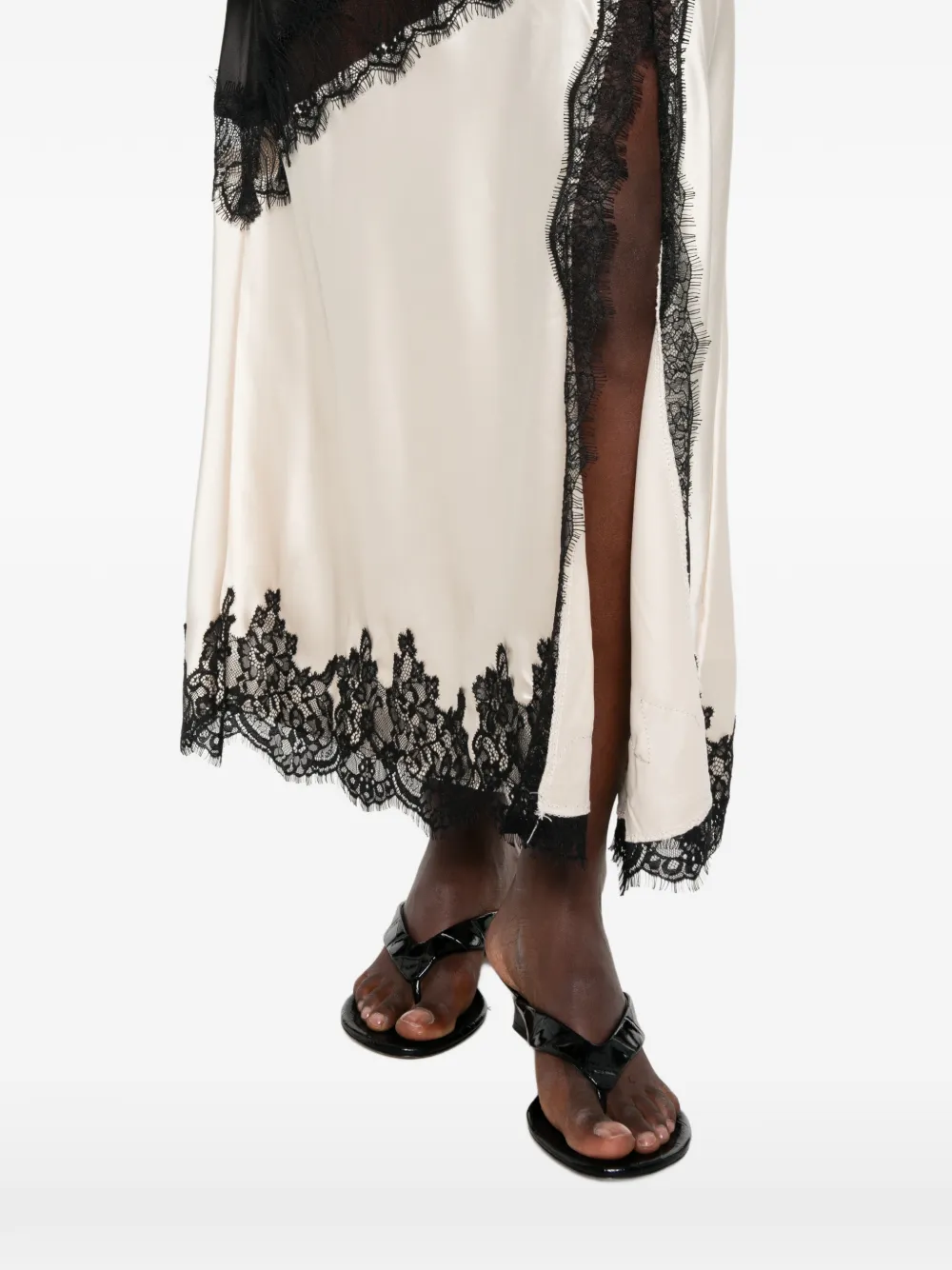Paper Lace Maxi-jurk met kanten afwerking en vlakken Zwart