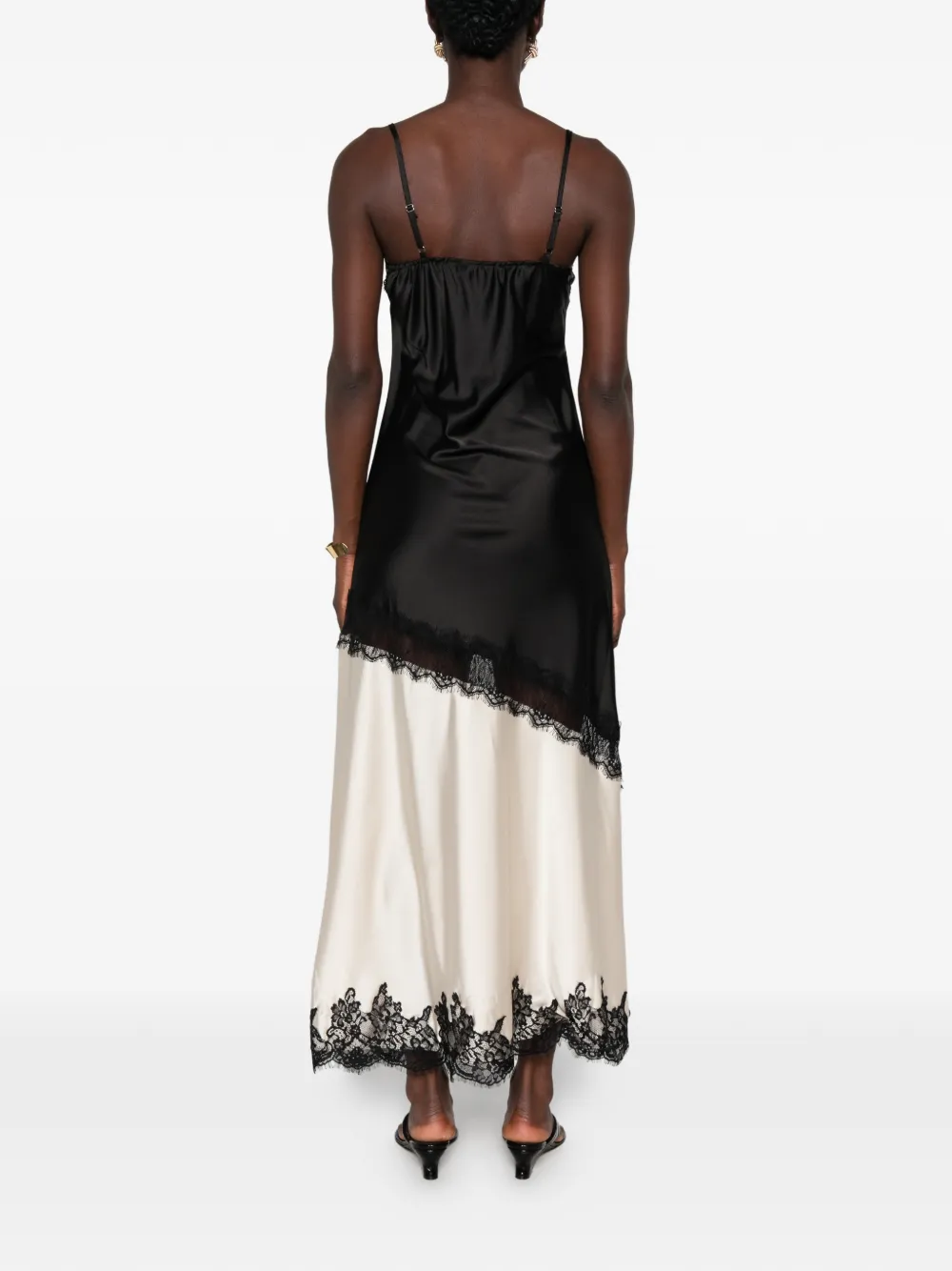 Paper Lace Maxi-jurk met kanten afwerking en vlakken Zwart
