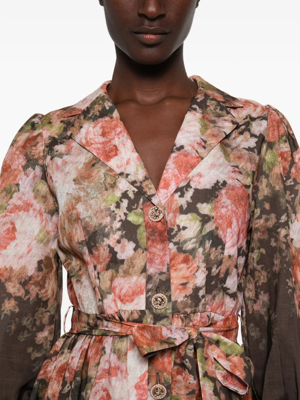Paper Lace Sara mini-jurk met bloemen-print en ceintuur Bruin