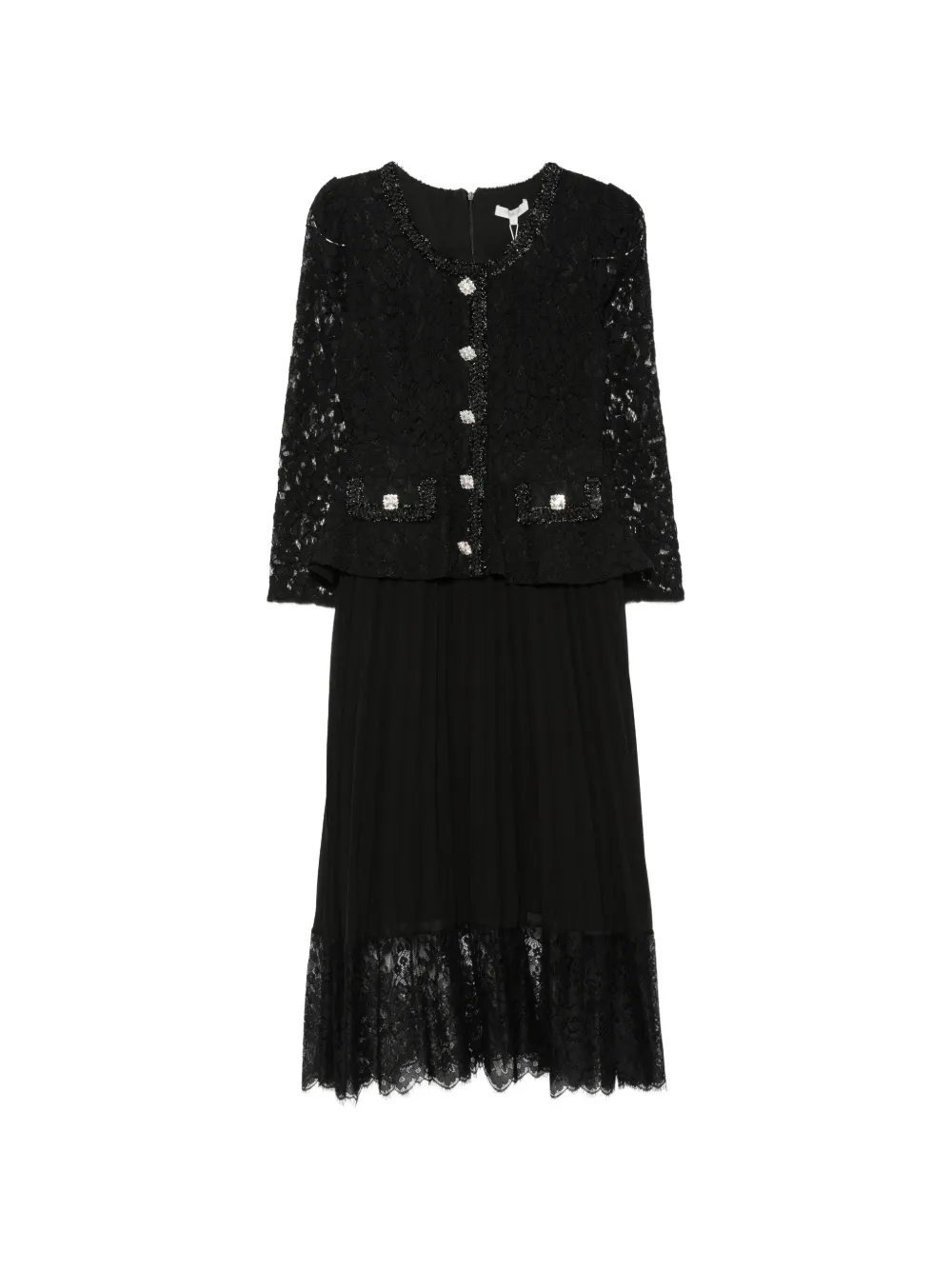 Paper Lace lace-panelled pleated midi dress