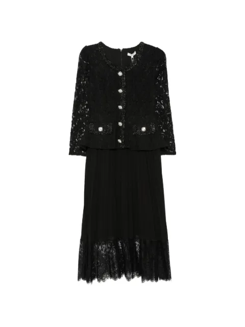 Paper Lace lace-panelled pleated midi dress