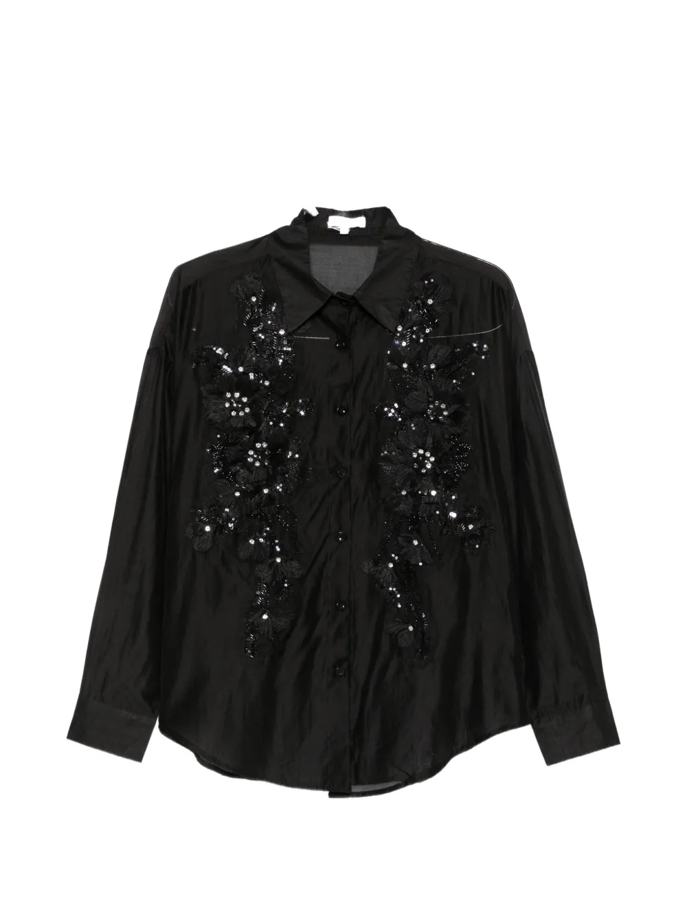 Paper Lace sequin-embellished floral-appliqué shirt