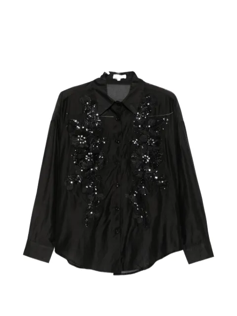 Paper Lace sequin-embellished floral-appliqué shirt